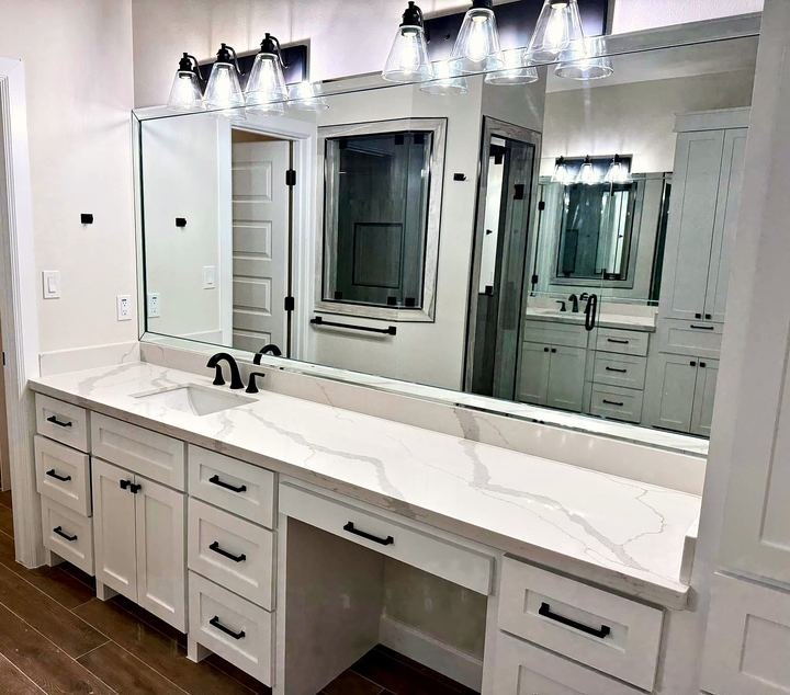 Bathroom remodel with quartz vanity top