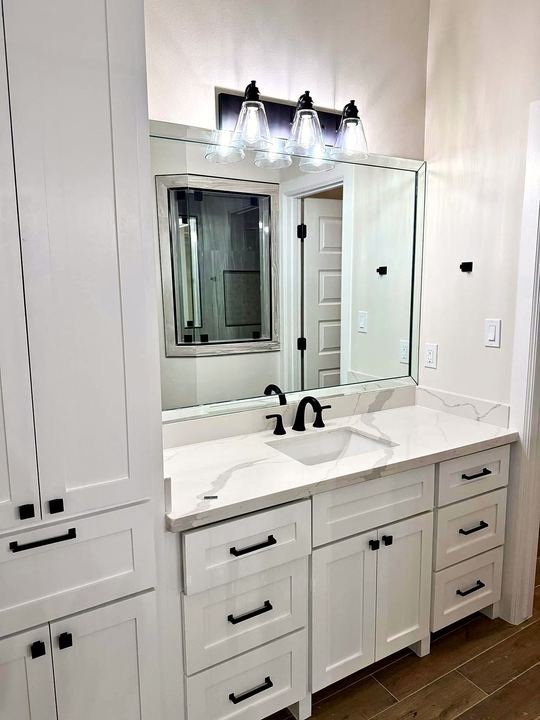 Bathroom remodel with quartz vanity top