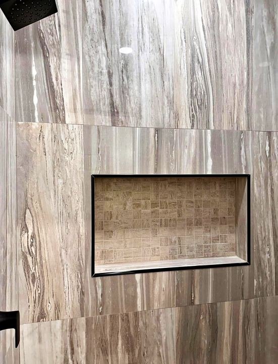 Custom tile shower installed by Elyon Floors