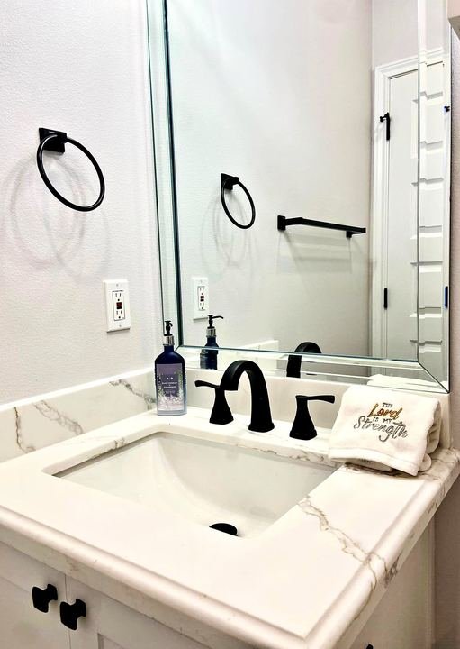 Bathroom remodel with quartz vanity top