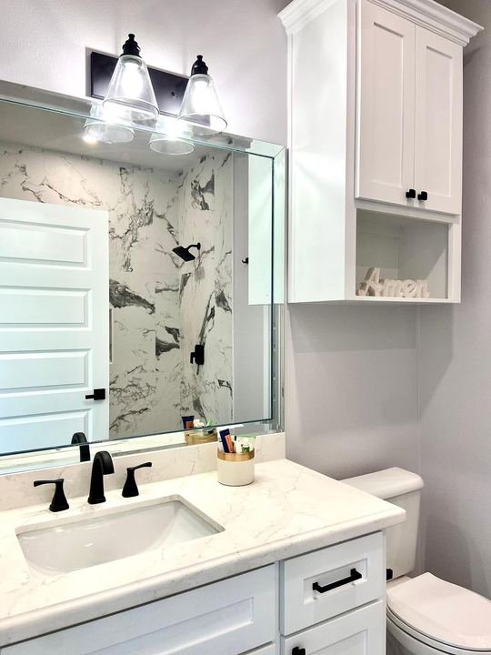 Bathroom remodel with quartz vanity top